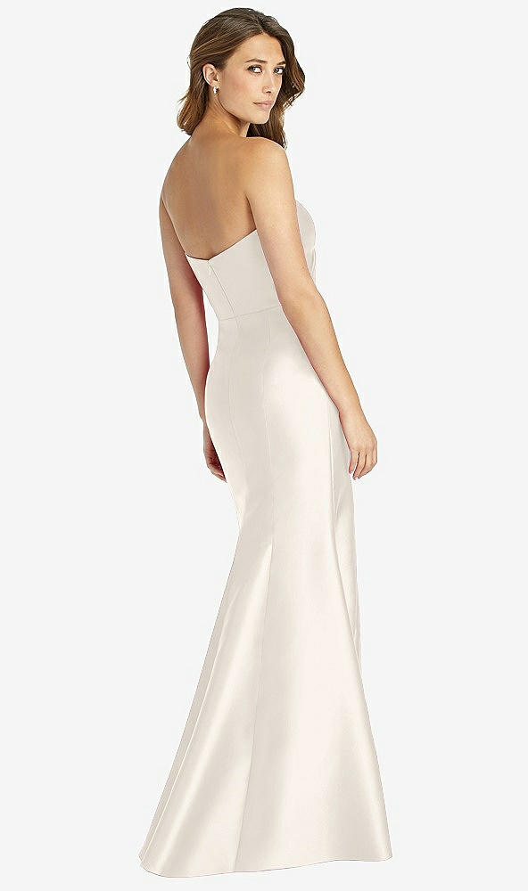 Back View - Ivory Strapless Draped Bodice Trumpet Gown 