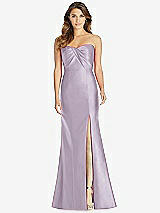 Front View Thumbnail - Lilac Haze Strapless Draped Bodice Trumpet Gown 