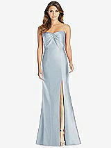 Front View Thumbnail - Mist Strapless Draped Bodice Trumpet Gown 
