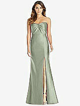 Front View Thumbnail - Sage Strapless Draped Bodice Trumpet Gown 