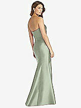 Rear View Thumbnail - Sage Strapless Draped Bodice Trumpet Gown 