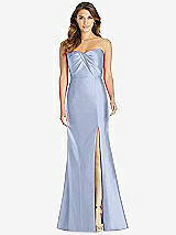 Front View Thumbnail - Sky Blue Strapless Draped Bodice Trumpet Gown 
