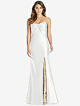 Front View Thumbnail - White Strapless Draped Bodice Trumpet Gown 