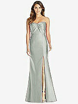 Front View Thumbnail - Willow Green Strapless Draped Bodice Trumpet Gown 
