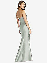 Rear View Thumbnail - Willow Green Strapless Draped Bodice Trumpet Gown 