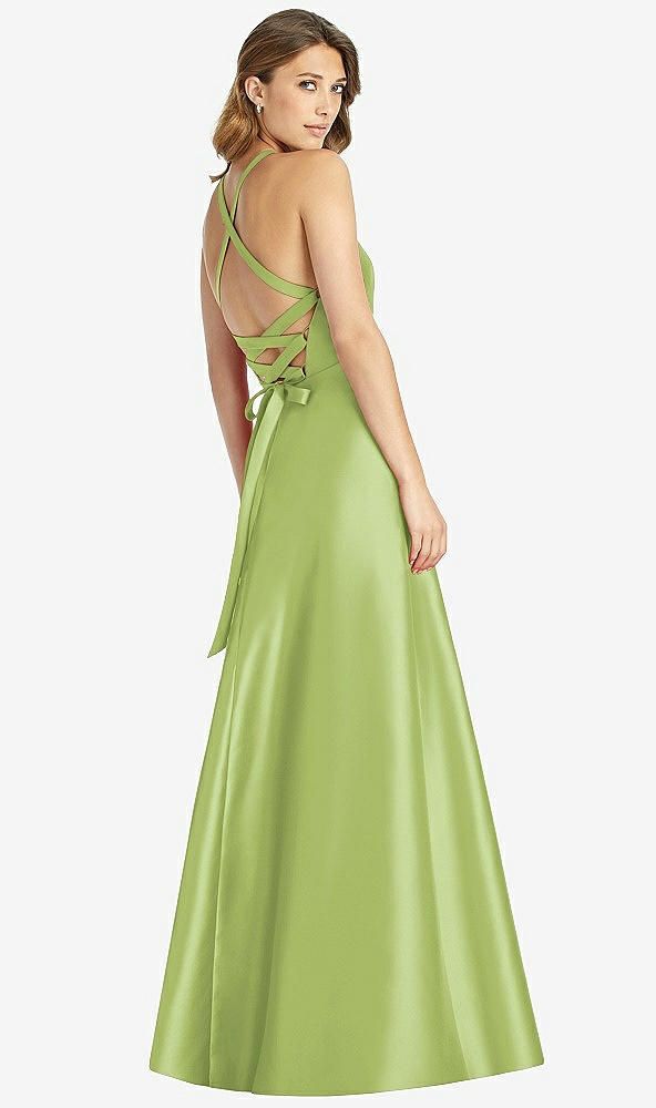 Back View - Mojito Halter Lace-Up A-Line Maxi Dress