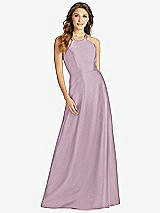 Front View Thumbnail - Suede Rose Halter Lace-Up A-Line Maxi Dress