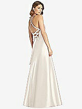 Rear View Thumbnail - Ivory Halter Lace-Up A-Line Maxi Dress