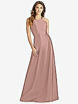 Front View Thumbnail - Neu Nude Halter Lace-Up A-Line Maxi Dress