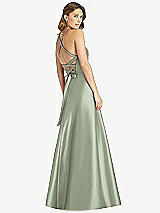 Rear View Thumbnail - Sage Halter Lace-Up A-Line Maxi Dress