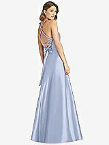 Rear View Thumbnail - Sky Blue Halter Lace-Up A-Line Maxi Dress