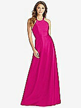 Front View Thumbnail - Think Pink Halter Lace-Up A-Line Maxi Dress