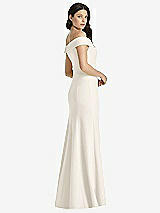 Rear View Thumbnail - Ivory Off-the-Shoulder Notch Trumpet Gown with Front Slit