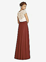 Rear View Thumbnail - Auburn Moon & Ivory Cap Sleeve Illusion-Back Lace and Chiffon Dress