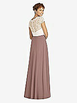 Rear View Thumbnail - Sienna & Ivory Cap Sleeve Illusion-Back Lace and Chiffon Dress