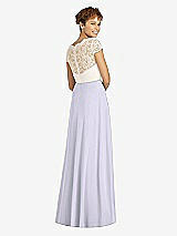 Rear View Thumbnail - Silver Dove & Ivory Cap Sleeve Illusion-Back Lace and Chiffon Dress