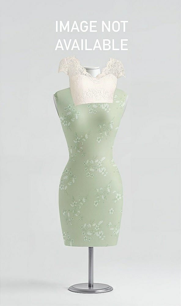 Front View - Vintage Primrose Sage & Ivory Cap Sleeve Illusion-Back Lace and Chiffon Dress