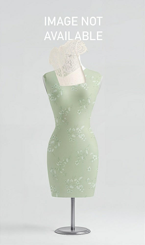 Back View - Vintage Primrose Sage & Ivory Cap Sleeve Illusion-Back Lace and Chiffon Dress