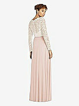 Rear View Thumbnail - Cameo & Ivory Long Sleeve Illusion-Back Lace and Chiffon Dress