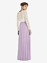 Rear View Thumbnail - Pale Purple & Ivory Long Sleeve Illusion-Back Lace and Chiffon Dress