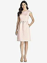 Front View Thumbnail - Mauve Gold Full Midi Natural Waist Cap Sleeve Dress