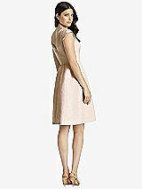 Rear View Thumbnail - Mauve Gold Full Midi Natural Waist Cap Sleeve Dress
