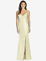 Front View Thumbnail - Butter Yellow Maxi Length Spaghetti Strap Mermaid Dress