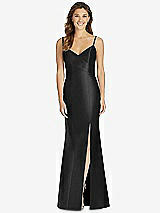 Front View Thumbnail - Black Maxi Length Spaghetti Strap Mermaid Dress