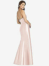 Rear View Thumbnail - Blush Maxi Length Spaghetti Strap Mermaid Dress