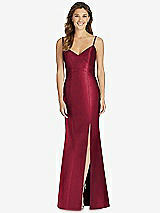 Front View Thumbnail - Burgundy Maxi Length Spaghetti Strap Mermaid Dress