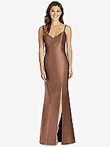 Front View Thumbnail - Cognac Maxi Length Spaghetti Strap Mermaid Dress