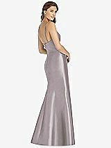 Rear View Thumbnail - Cashmere Gray Maxi Length Spaghetti Strap Mermaid Dress