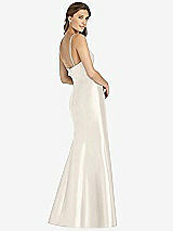 Rear View Thumbnail - Ivory Maxi Length Spaghetti Strap Mermaid Dress