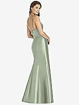 Rear View Thumbnail - Sage Maxi Length Spaghetti Strap Mermaid Dress