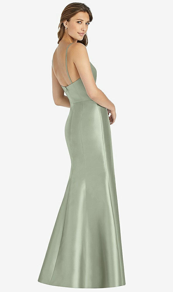 Back View - Sage Maxi Length Spaghetti Strap Mermaid Dress