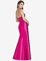 Rear View Thumbnail - Think Pink Maxi Length Spaghetti Strap Mermaid Dress