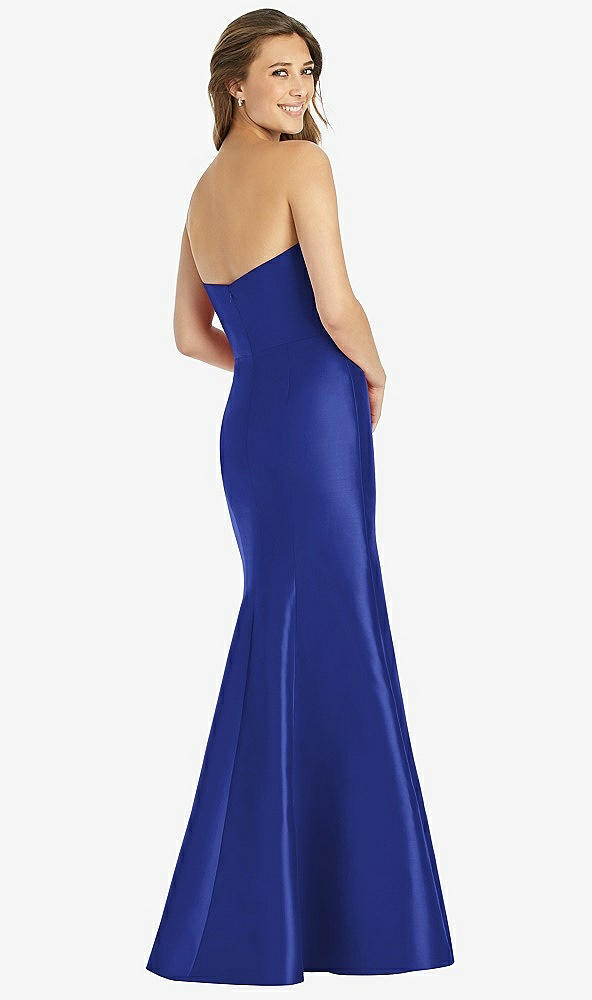 Back View - Cobalt Blue Full-length Strapless Sweetheart Neckline Dress