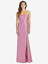 Front View Thumbnail - Powder Pink Full-length Strapless Sweetheart Neckline Dress