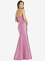 Rear View Thumbnail - Powder Pink Full-length Strapless Sweetheart Neckline Dress