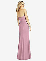 Rear View Thumbnail - Dusty Pink Strapless Chiffon Trumpet Gown with Front Slit
