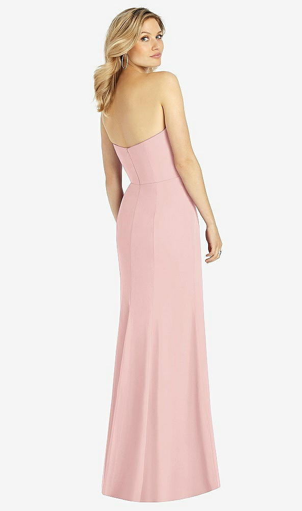 Back View - Rose Strapless Chiffon Trumpet Gown with Front Slit