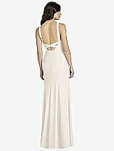 Rear View Thumbnail - Ivory High-Neck Backless Crepe Trumpet Gown