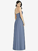Rear View Thumbnail - Larkspur Blue Strapless Notch Chiffon Maxi Dress