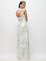Rear View Thumbnail - Bleu Garden Tie-Shoulder Chiffon Maxi Dress with Front Slit