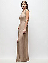 Side View Thumbnail - Topaz Tie-Shoulder Chiffon Maxi Dress with Front Slit