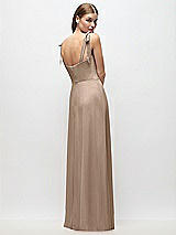 Rear View Thumbnail - Topaz Tie-Shoulder Chiffon Maxi Dress with Front Slit