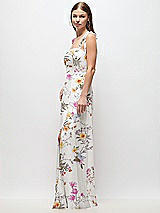 Side View Thumbnail - Butterfly Botanica Ivory Tie-Shoulder Chiffon Maxi Dress with Front Slit