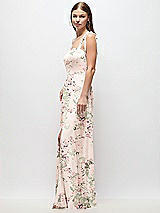 Side View Thumbnail - Blush Garden Tie-Shoulder Chiffon Maxi Dress with Front Slit
