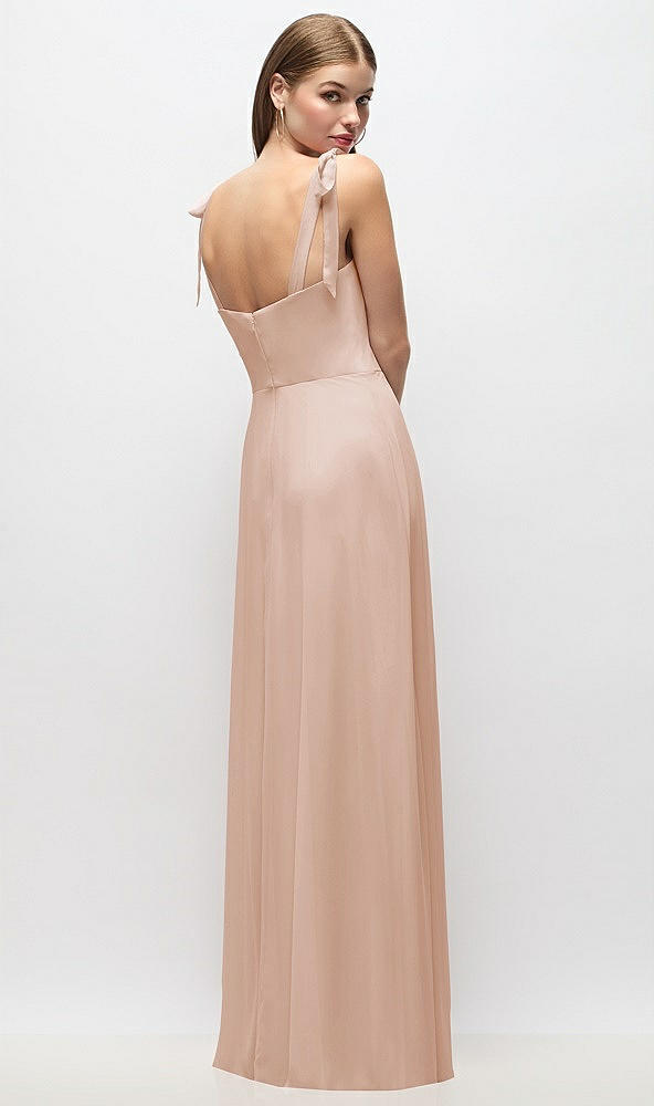 Back View - Cameo Tie-Shoulder Chiffon Maxi Dress with Front Slit