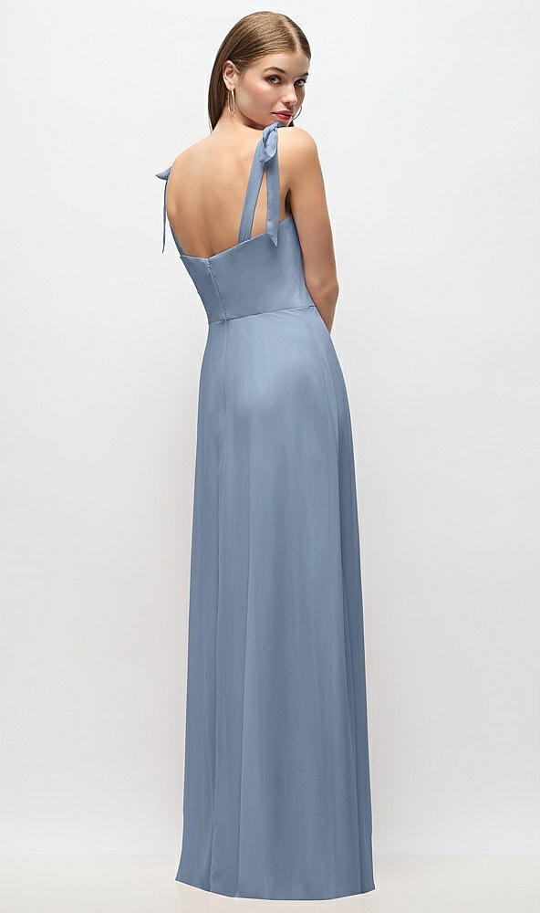 Back View - Cloudy Tie-Shoulder Chiffon Maxi Dress with Front Slit